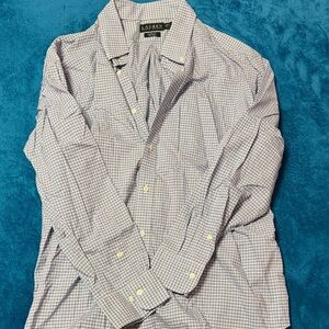 Ralph Lauren Men's White and Blue Plaid Shirt